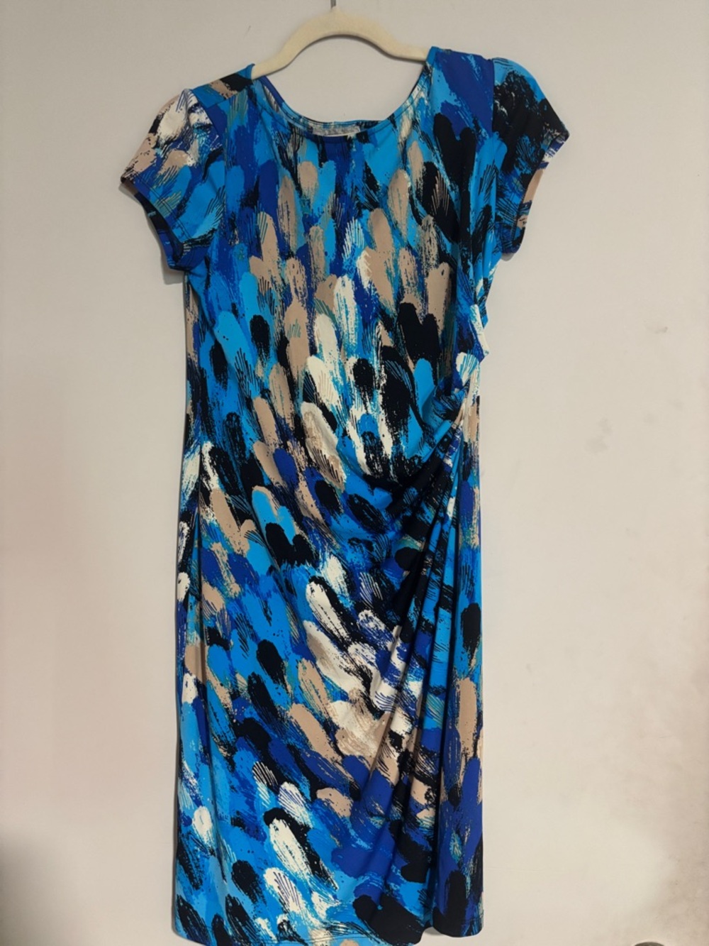 Dress Barn Blue & Black Abstract Midi Dress